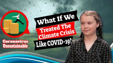 Featured image text: "What if we treated the climate crisis like coronavirus?"